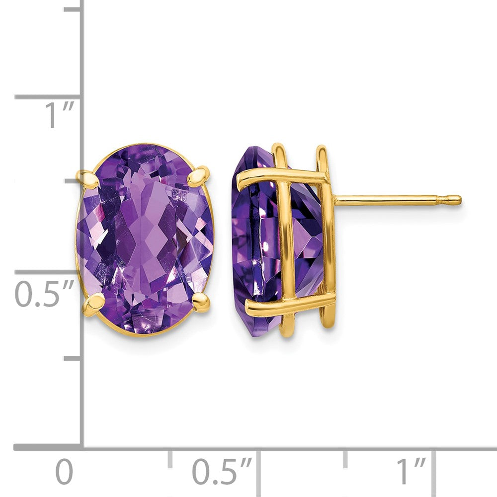 14k 14x10mm Oval Amethyst Earrings
