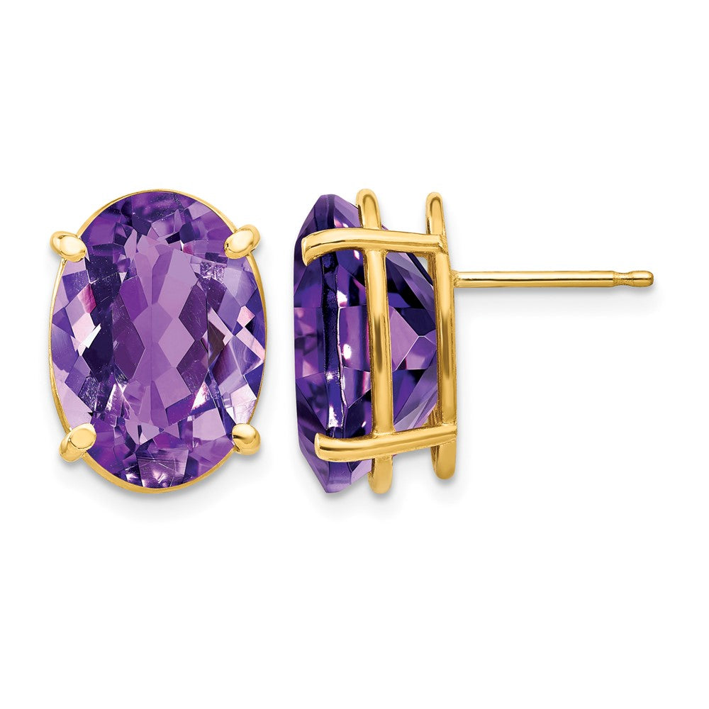 14k 14x10mm Oval Amethyst Earrings