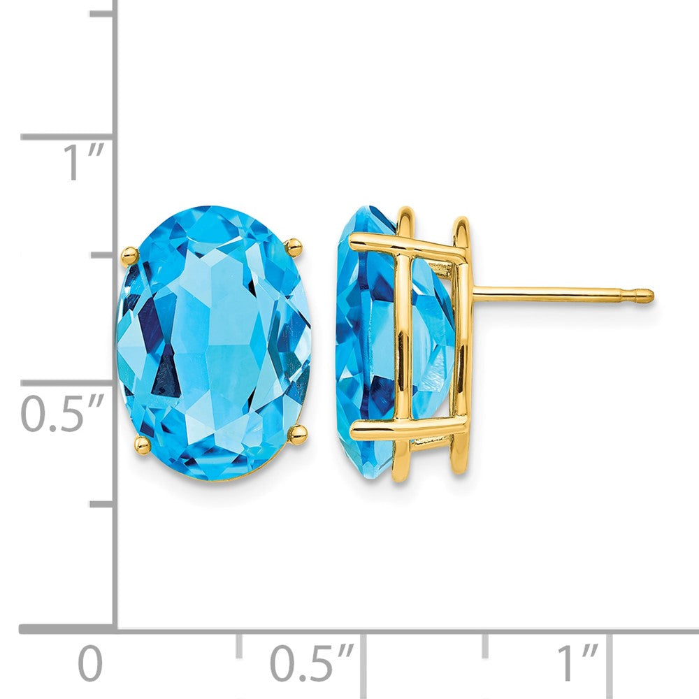 14k 14x10mm Oval Blue Topaz Earrings