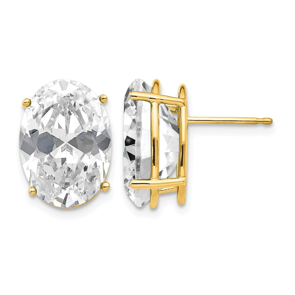 14k 14x10mm Oval Cubic Zirconia Earrings