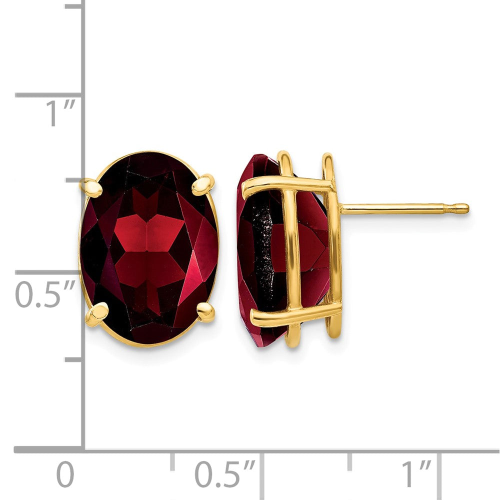 14k 14x10mm Oval Garnet Earrings
