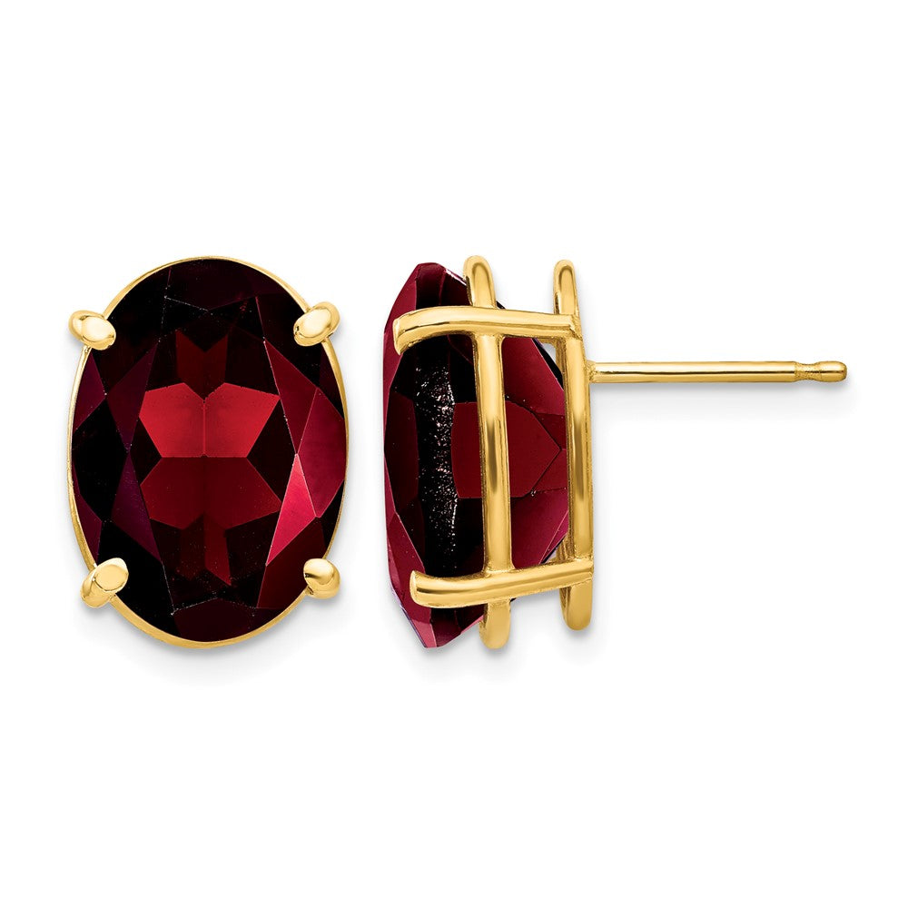 14k 14x10mm Oval Garnet Earrings