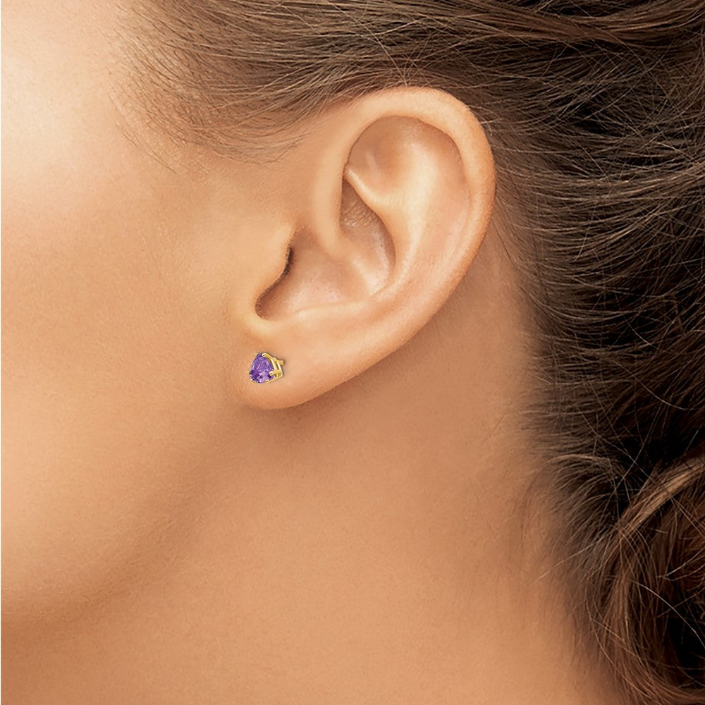 14k 5mm Trillion Amethyst Earrings