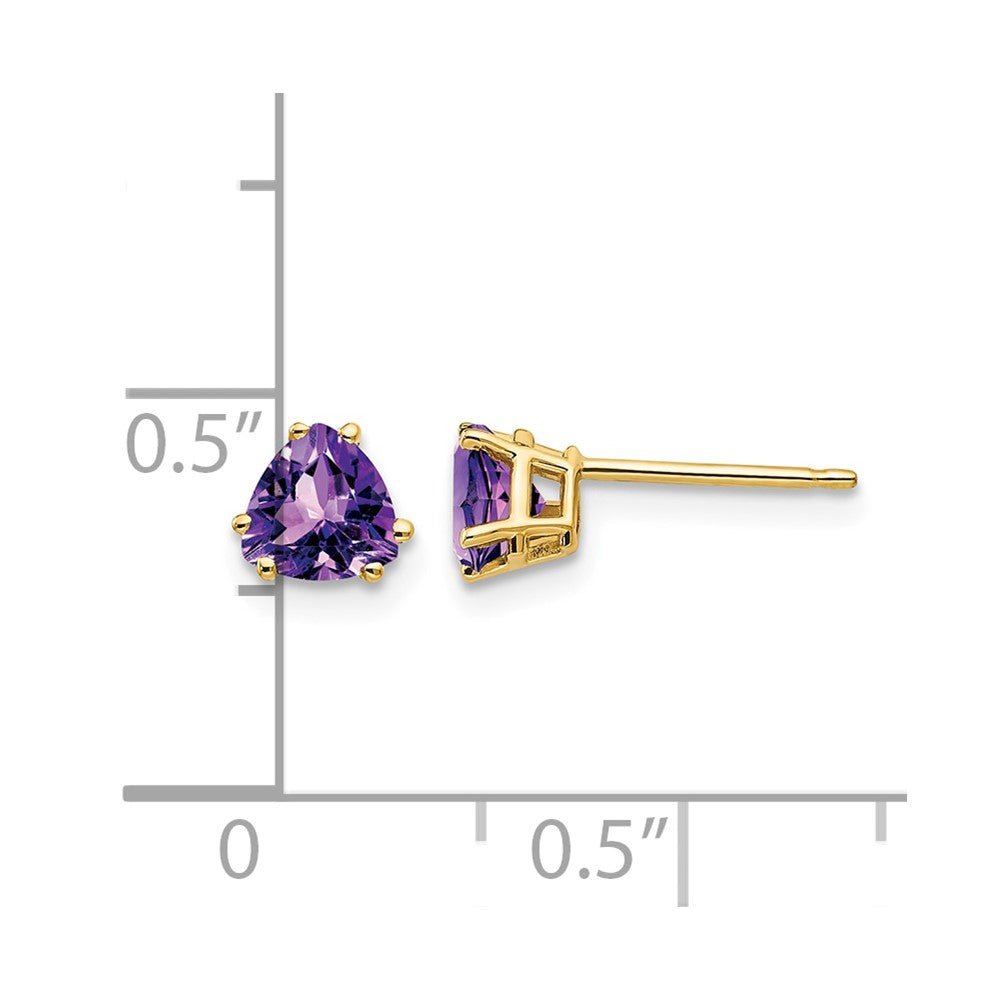 14k 5mm Trillion Amethyst Earrings
