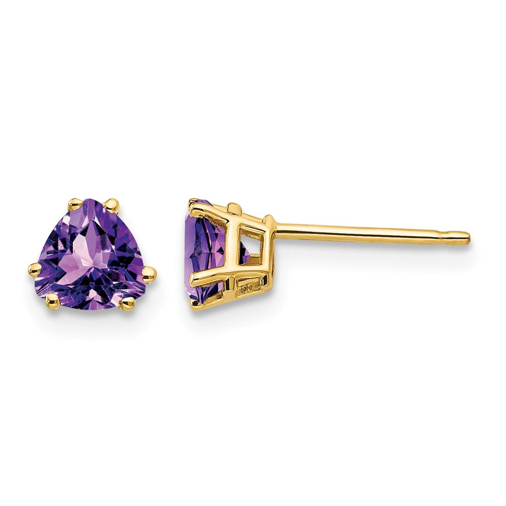 14k 5mm Trillion Amethyst Earrings