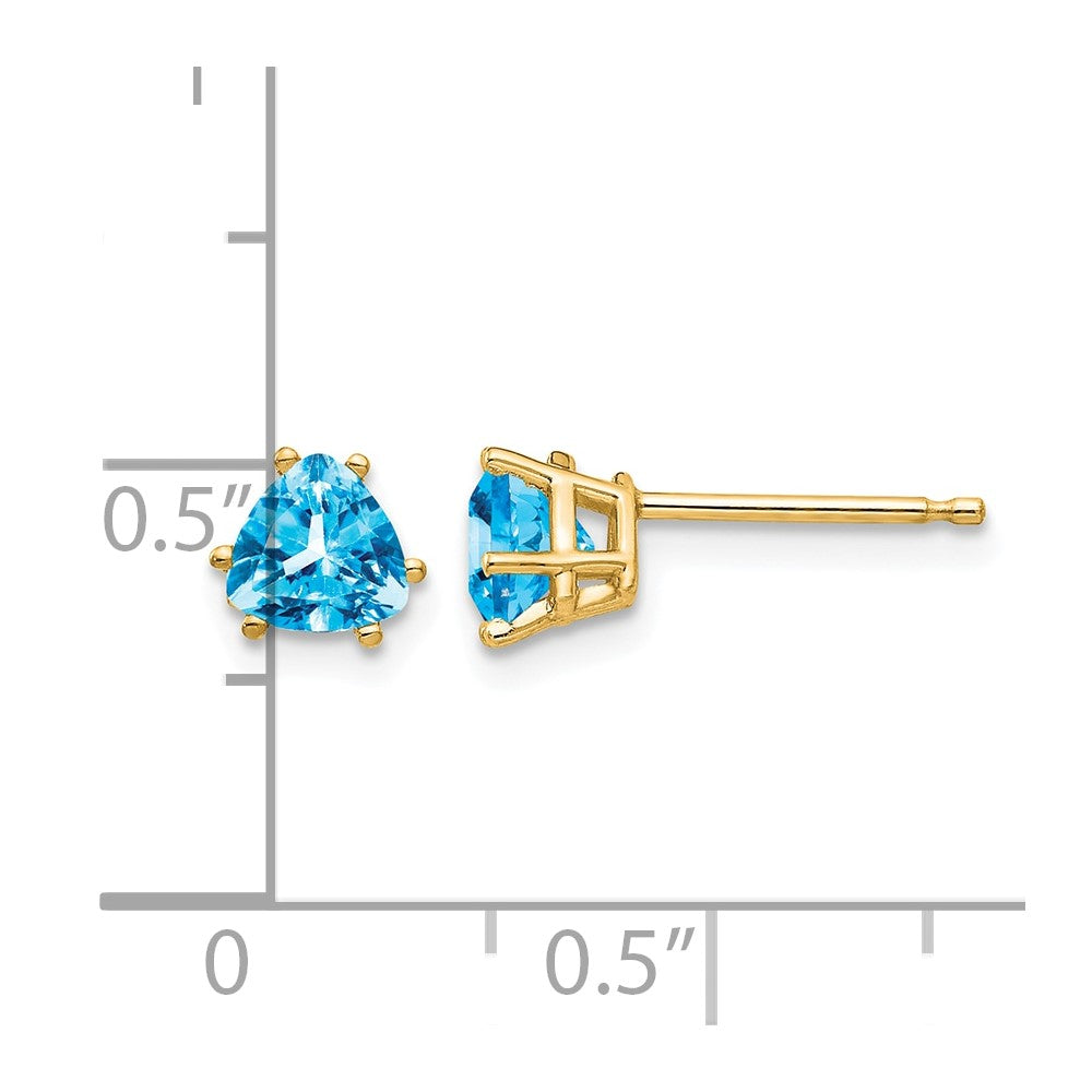 14k 5mm Trillion Blue Topaz Earrings