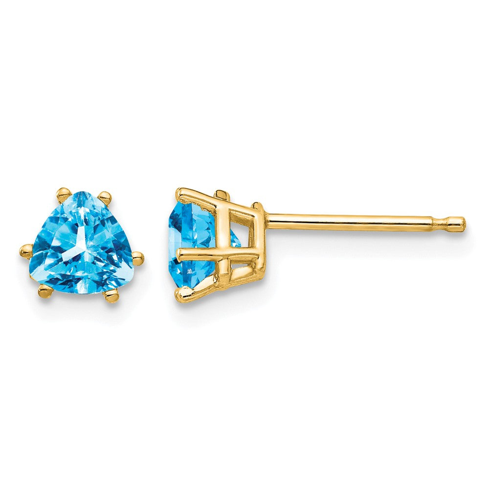 14k 5mm Trillion Blue Topaz Earrings
