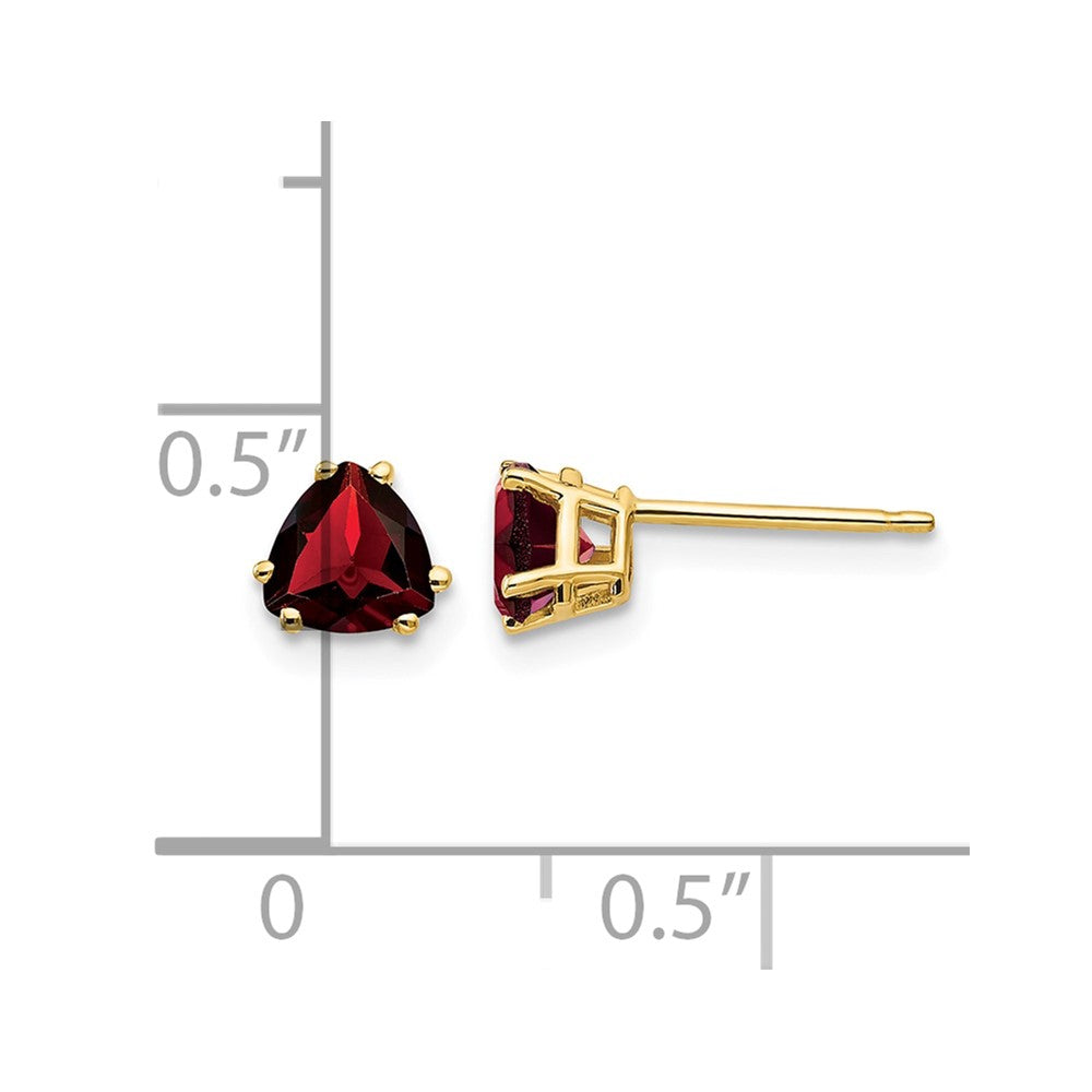 14k 5mm Trillion Garnet Earrings