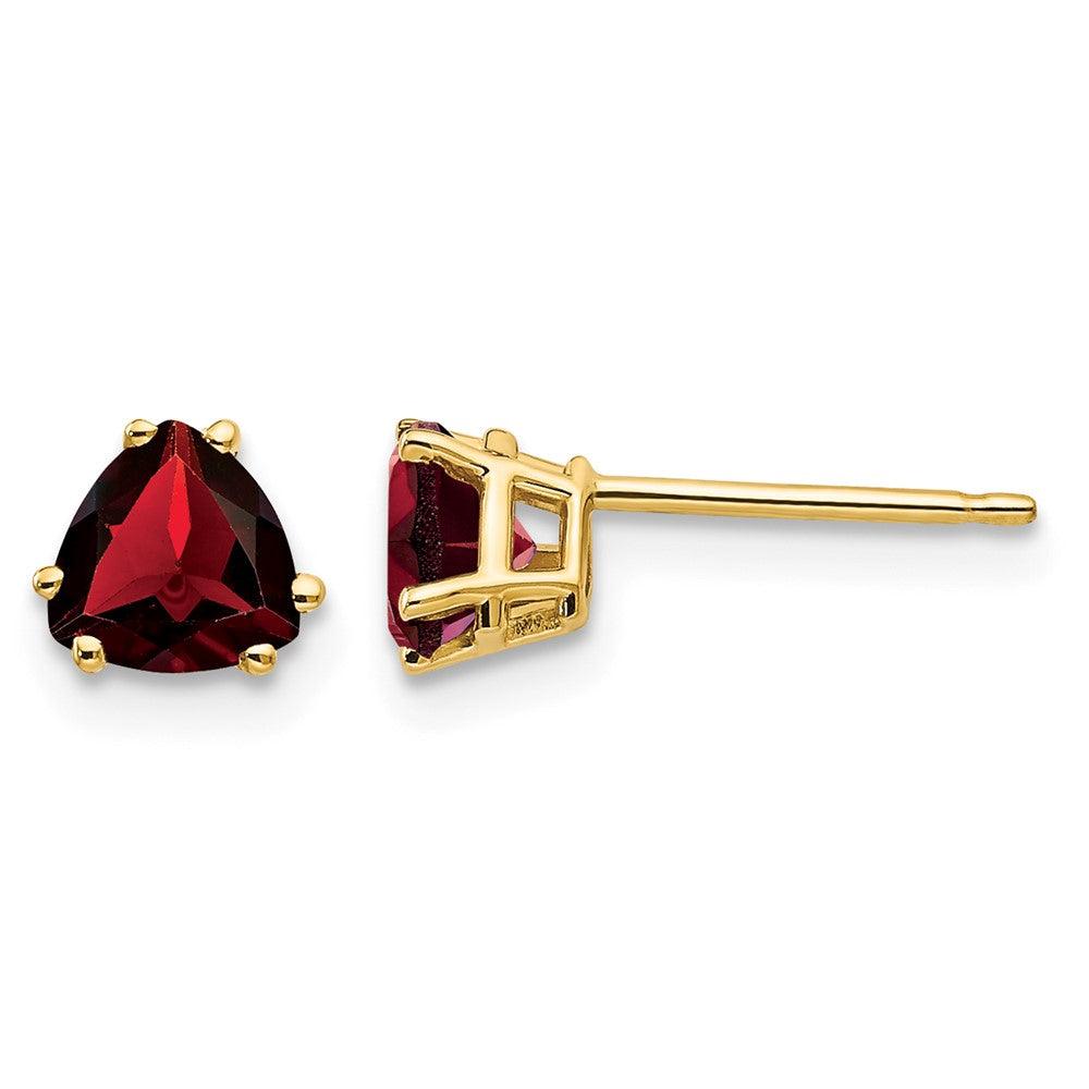 14k 5mm Trillion Garnet Earrings
