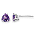 14k White Gold 5mm Trillion Amethyst Earrings