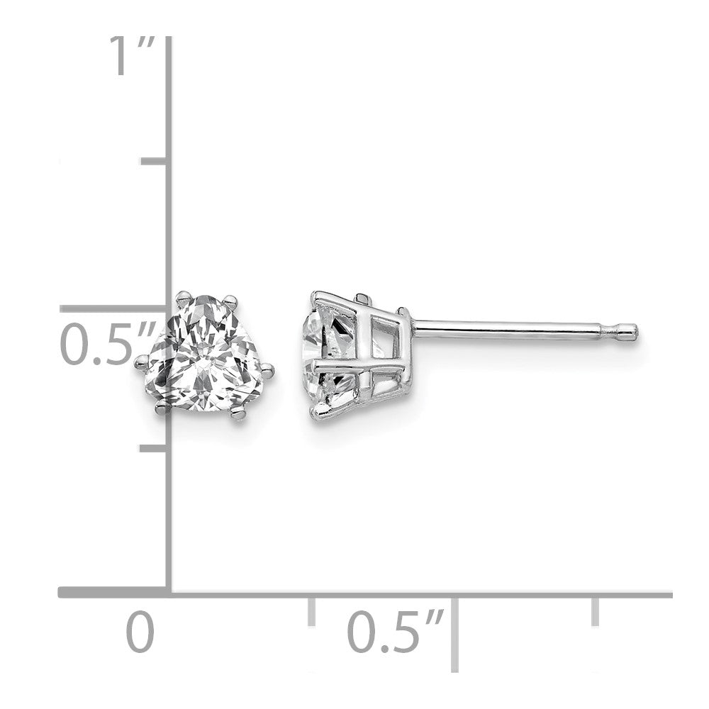 14k White Gold Cubic Zirconia Trillion Stud Earrings