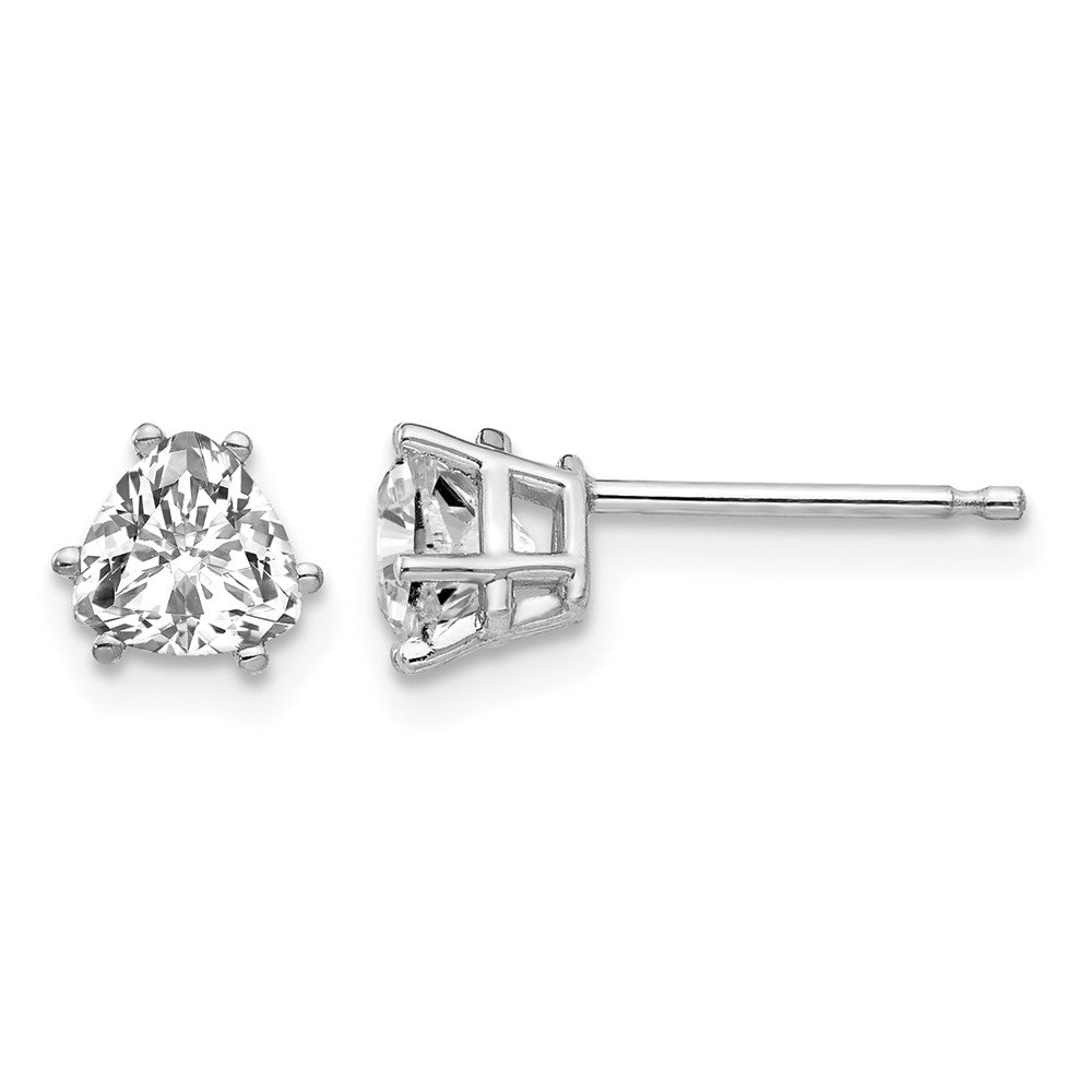 14k White Gold Cubic Zirconia Trillion Stud Earrings