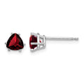 14k White Gold Garnet Trillion Stud Earrings