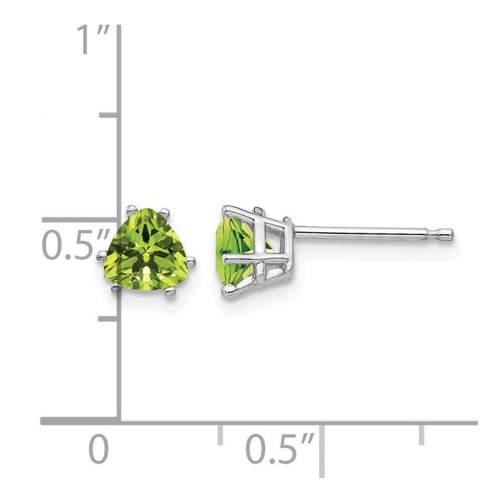 14k White Gold Peridot Trillion Stud Earrings