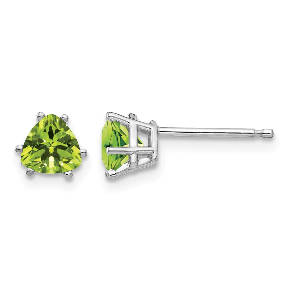 14k White Gold Peridot Trillion Stud Earrings