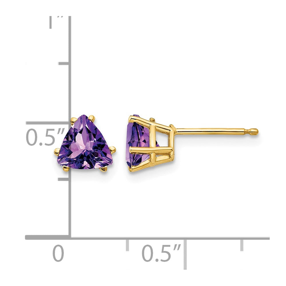 14k 6mm Trillion Amethyst Earrings