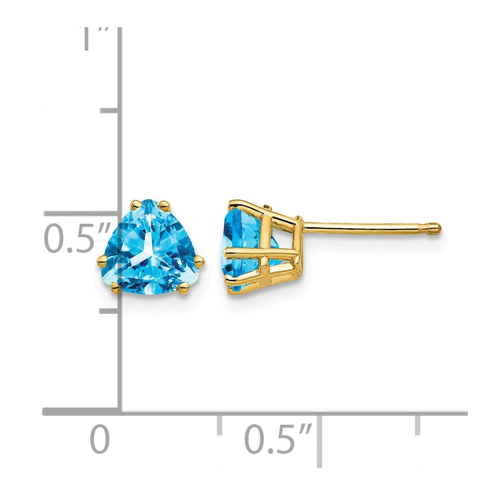 14k 6mm Trillion Blue Topaz Earrings
