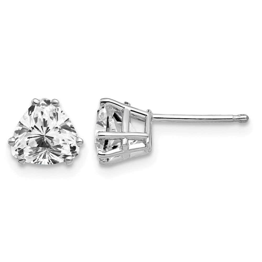 14k White Gold 6mm Trillion Cubic Zirconia Earrings