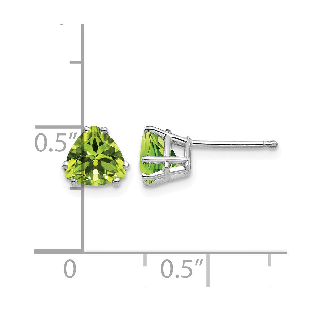 14k White Gold 6mm Trillion Peridot Earrings