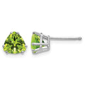 14k White Gold 6mm Trillion Peridot Earrings