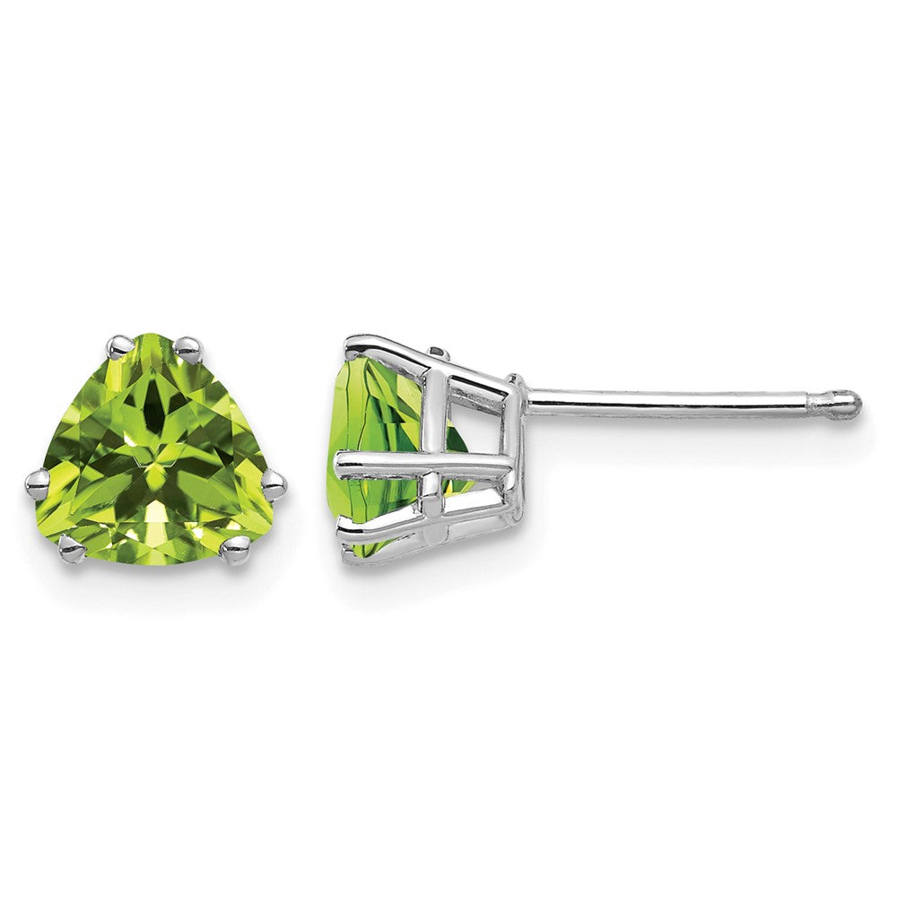 14k White Gold 6mm Trillion Peridot Earrings