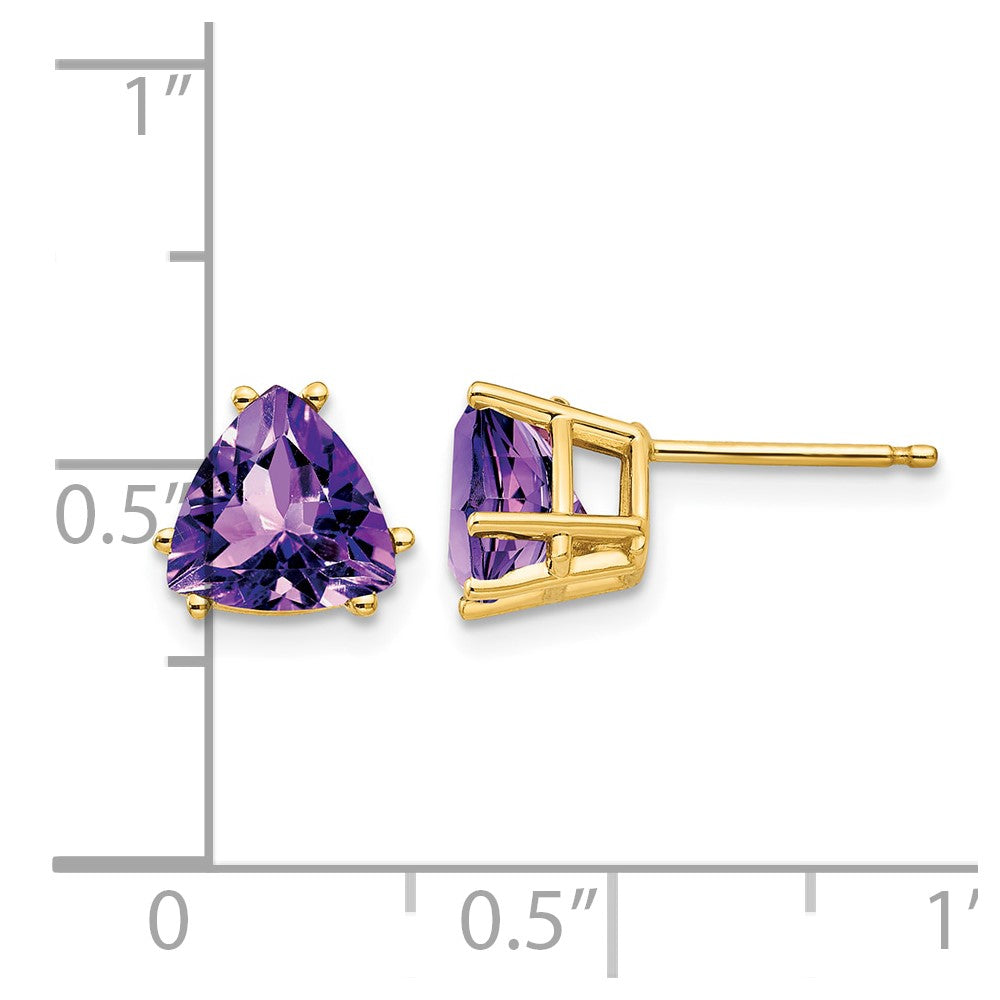 14k 7mm Trillion Amethyst Earrings