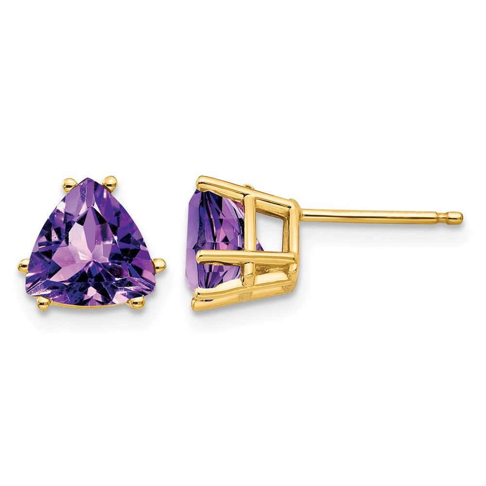 14k 7mm Trillion Amethyst Earrings