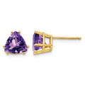 14k 7mm Trillion Amethyst Earrings