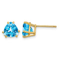 14k 7mm Trillion Blue Topaz Earrings