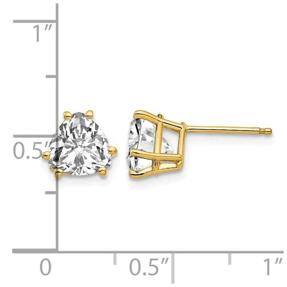14k 7mm Trillion Cubic Zirconia Earrings
