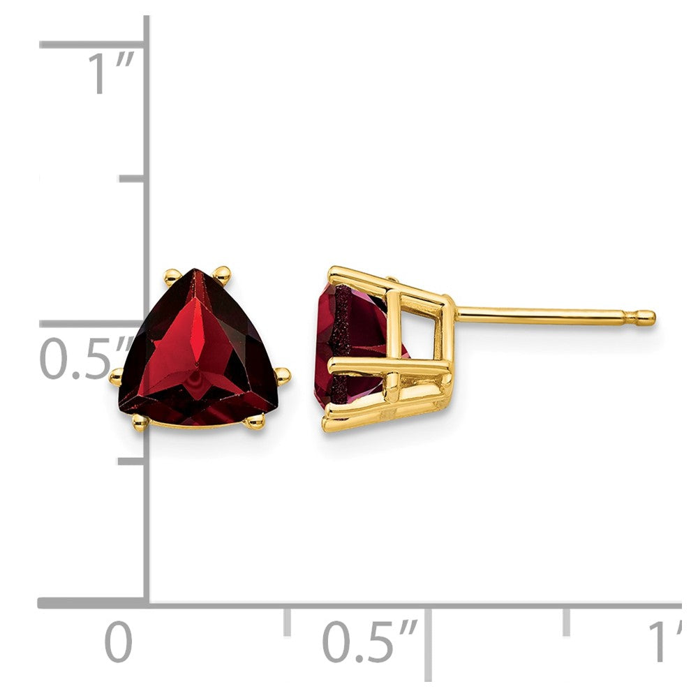14k 7mm Trillion Garnet Earrings