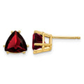 14k 7mm Trillion Garnet Earrings