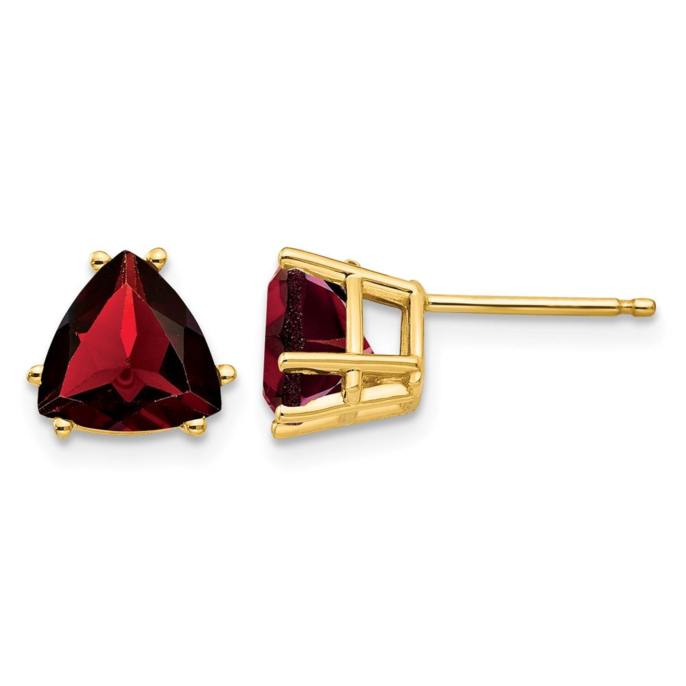 14k 7mm Trillion Garnet Earrings