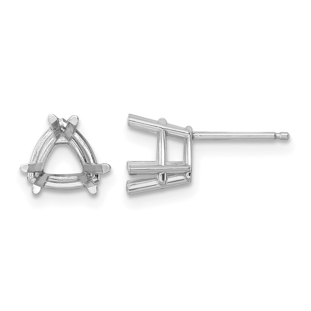 14k White Gold 7mm Trillion Earring Mountings