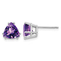 14k White Gold 7mm Trillion Amethyst Earrings