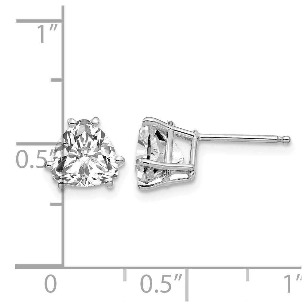 14k White Gold Cubic Zirconia Trillion Stud Earrings