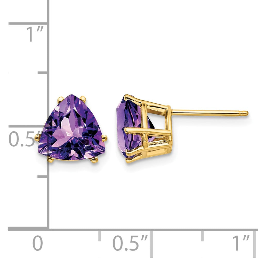 14k 8mm Trillion Amethyst Earrings