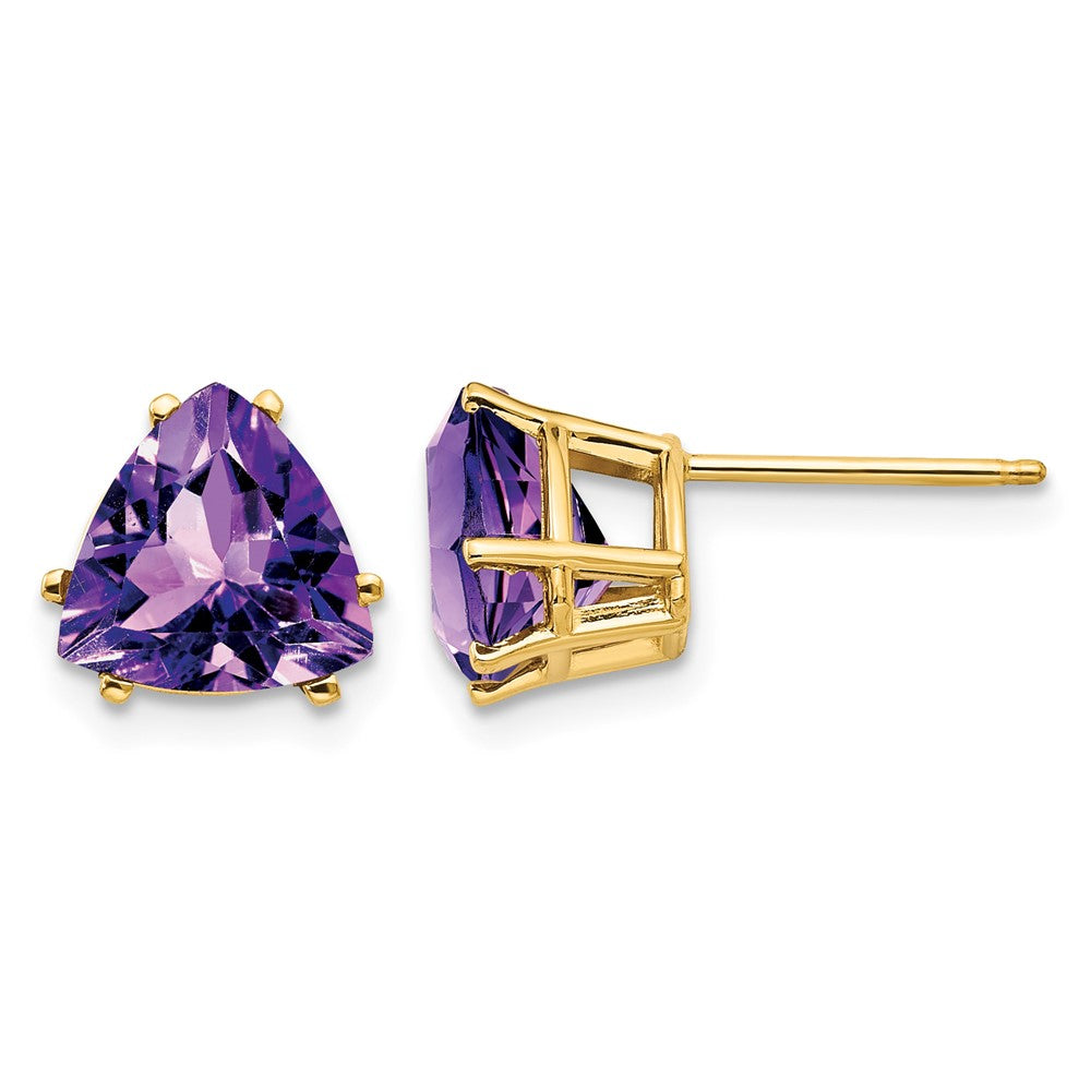 14k 8mm Trillion Amethyst Earrings