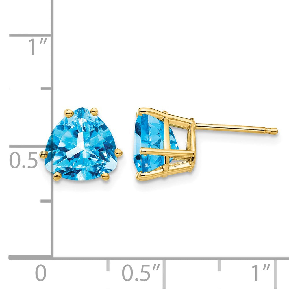 14k 8mm Trillion Blue Topaz Earrings