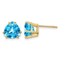 14k 8mm Trillion Blue Topaz Earrings