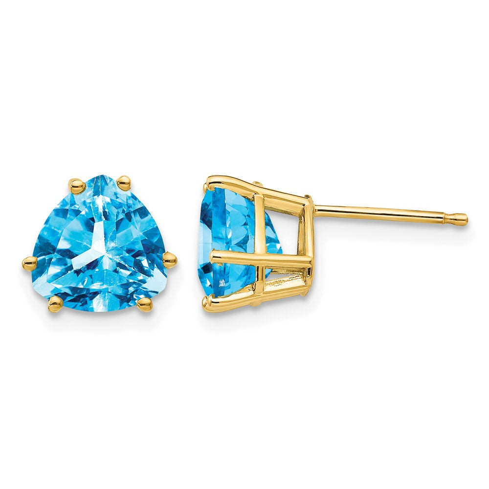 14k 8mm Trillion Blue Topaz Earrings