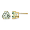 14k 8mm Trillion Checker-Cut Green Quartz Earrings