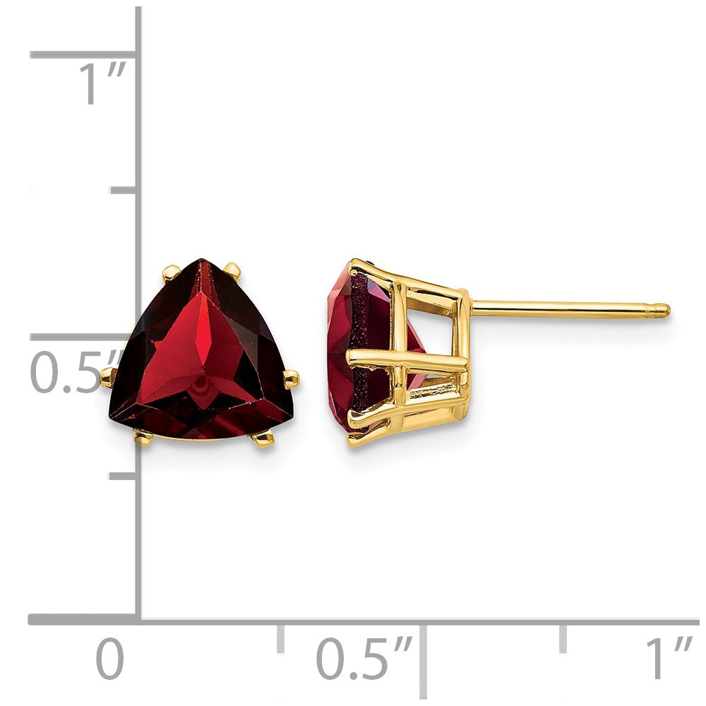14k 8mm Garnet Post Earrings