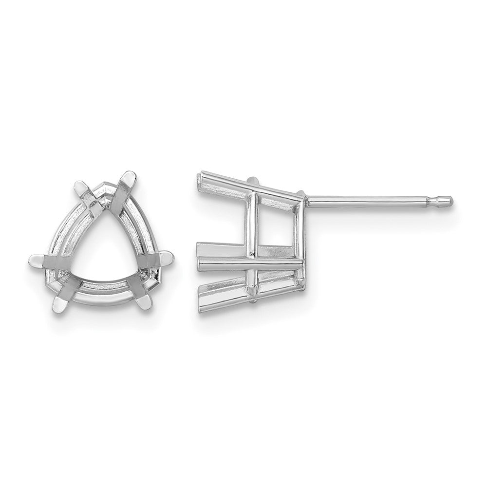 14k White Gold 8mm Trillion Earring Mountings
