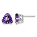 14k White Gold Amethyst Trillion Stud Earrings