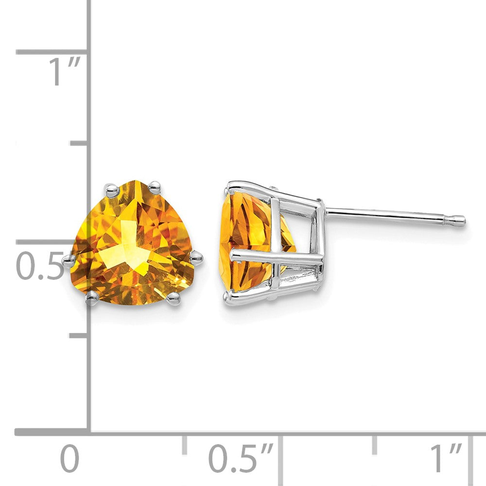 14k White Gold 8mm Citrine Trillion Stud Earrings