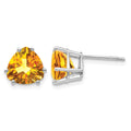 14k White Gold 8mm Citrine Trillion Stud Earrings