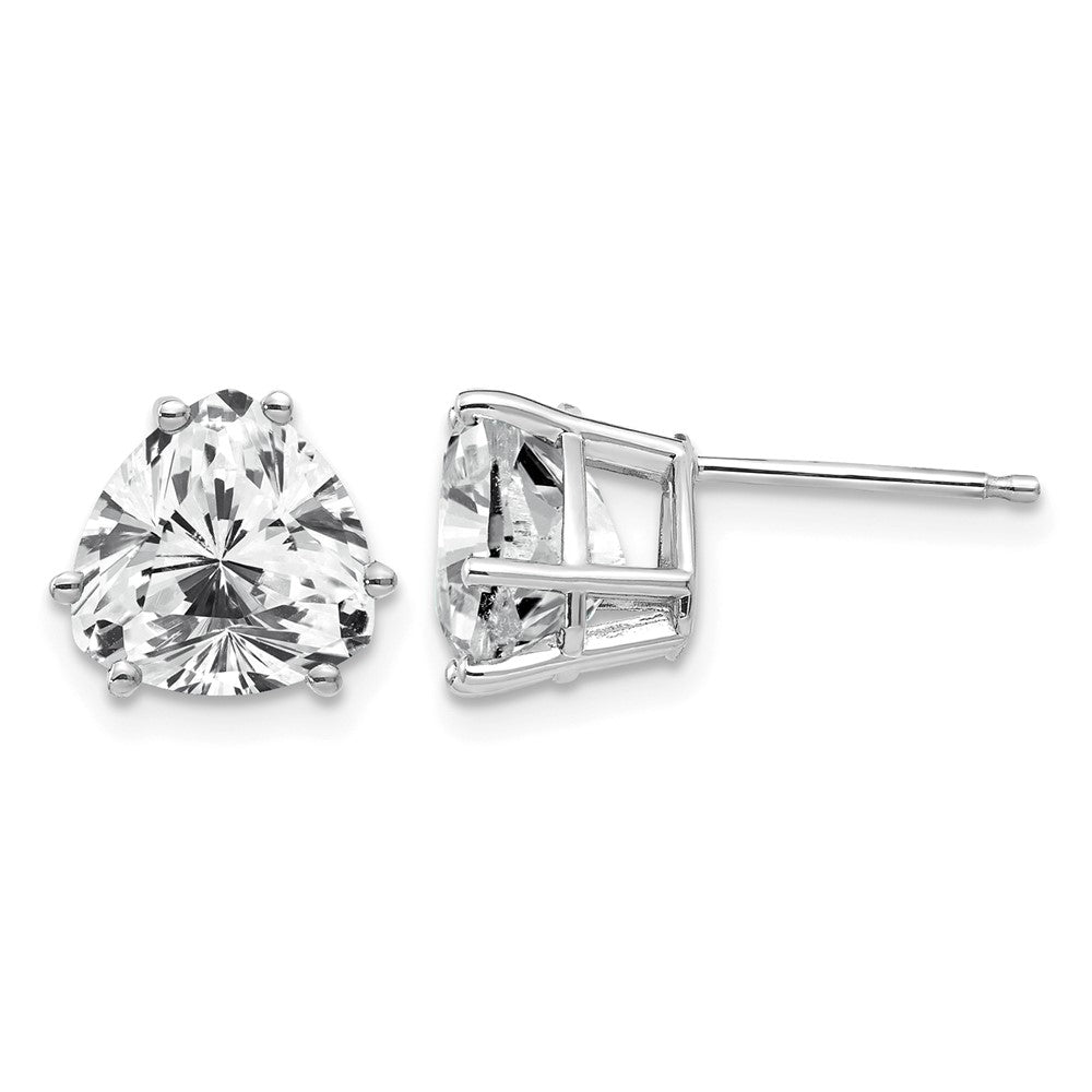 14k White Gold 8mm Trillion Cubic Zirconia Earrings