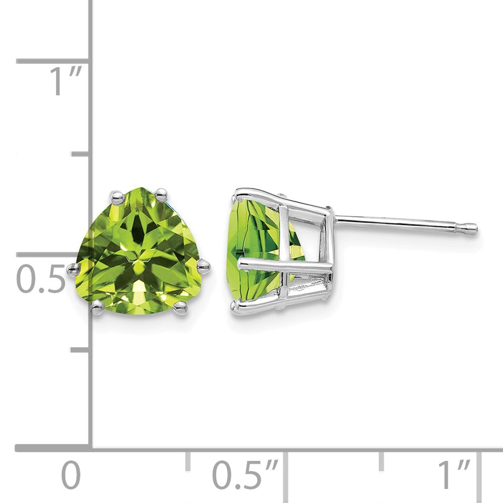 14k White Gold Peridot Trillion Stud Earrings