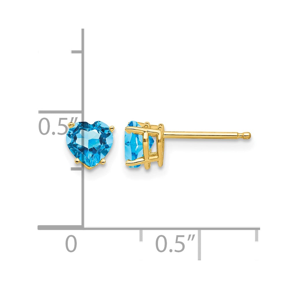 14k 5mm Heart Blue Topaz Earrings